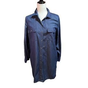 Old Navy - Long Sleeve Button Up Denim Look Shirt Dress - Size Small